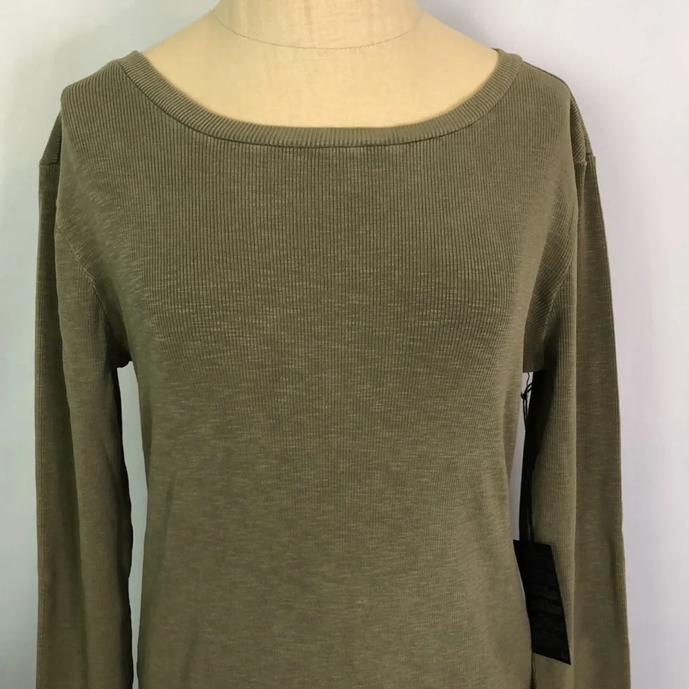 Forever 21 Knit  Olive  Asymmetrical Round Neckline Long Sleeve Tunic Dress Sz L